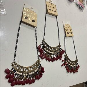 Red and Gold Ethnic Statement Necklace
